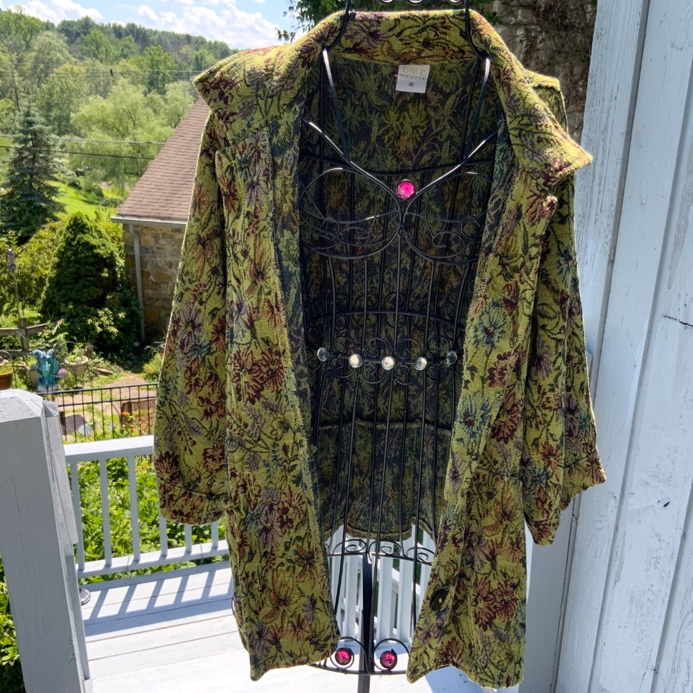 CMC Color Me Cotton 5 Button Jacquard  Floral Blazer (XL) Multi Color - Picture 8 of 9